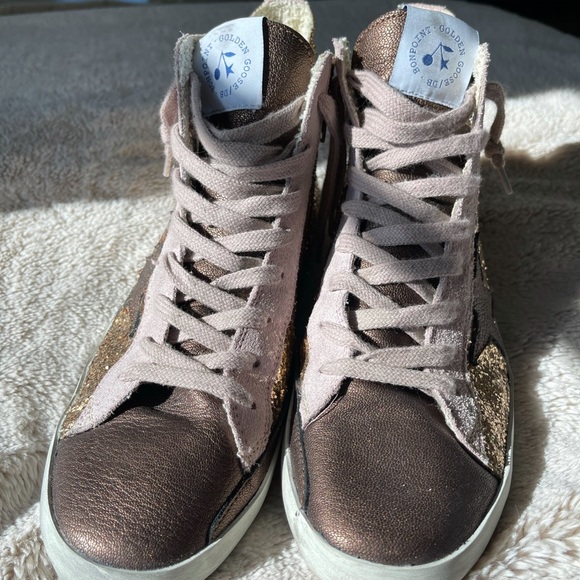 Golden Goose x Bonpoint Hi-Star Glitter Trainer/Sneaker; size 38 made in Italy - Picture 2 of 7